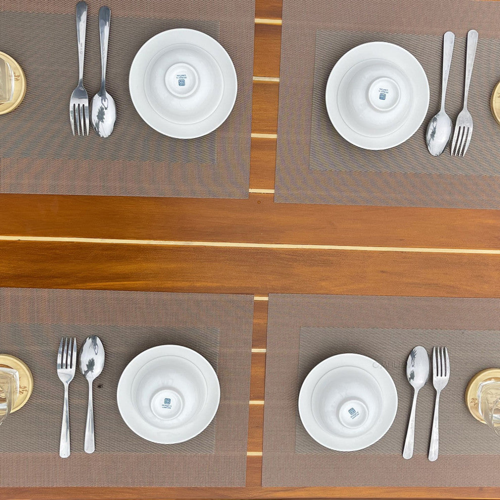 Nautical Table With Inlay Wood Stripes, Small