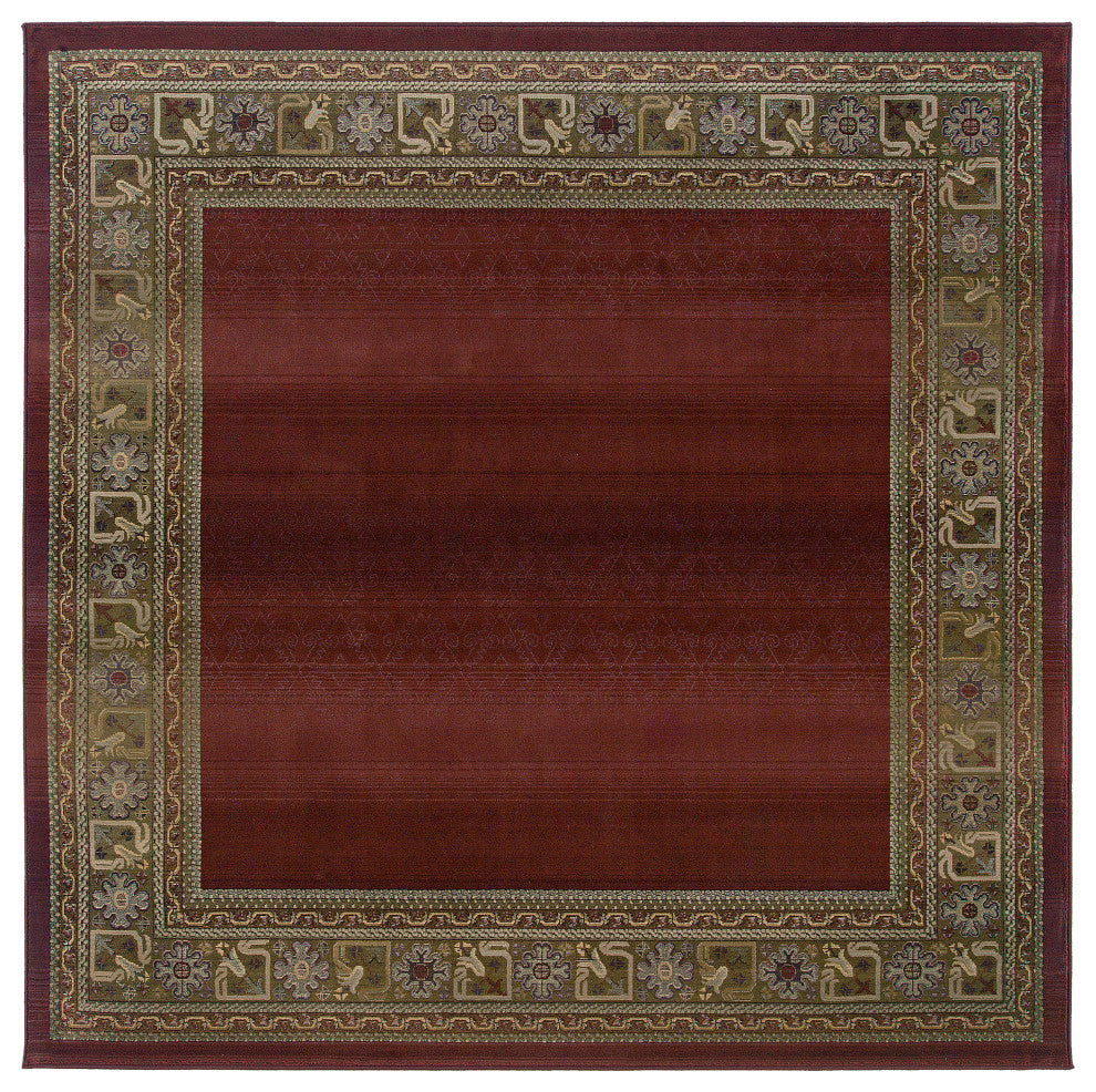 Oriental Weavers Generations Collection Red/Green Border Indoor Area Rug 8' SQR