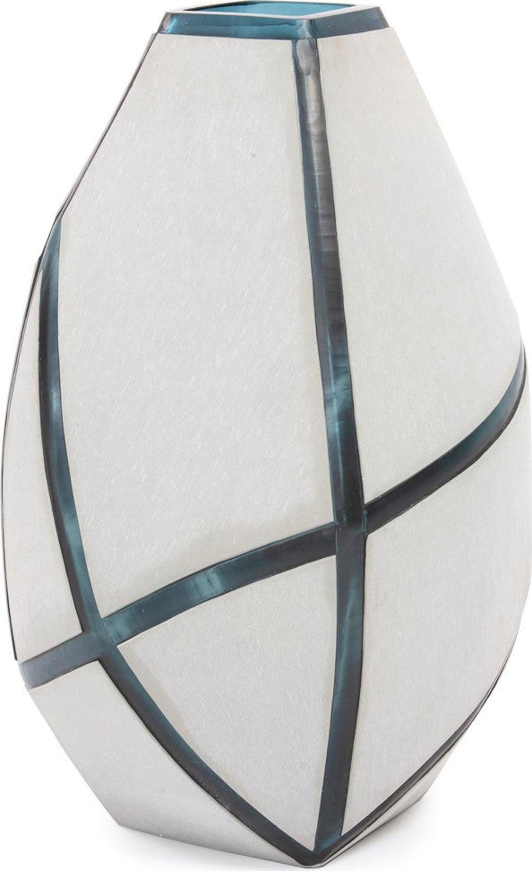 Deep Aqua Modern Glass Vase, Bain Collection