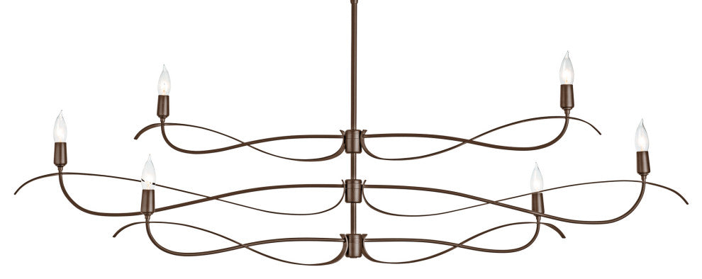 Willow 6-Light Large Chandelier, Bronze Finish, Standard Overall Height