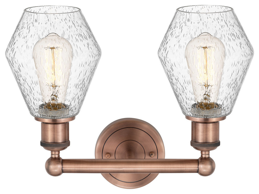 Cindyrella 2-Light 15" Bath Vanity Light, Antique Copper, Seedy Shade