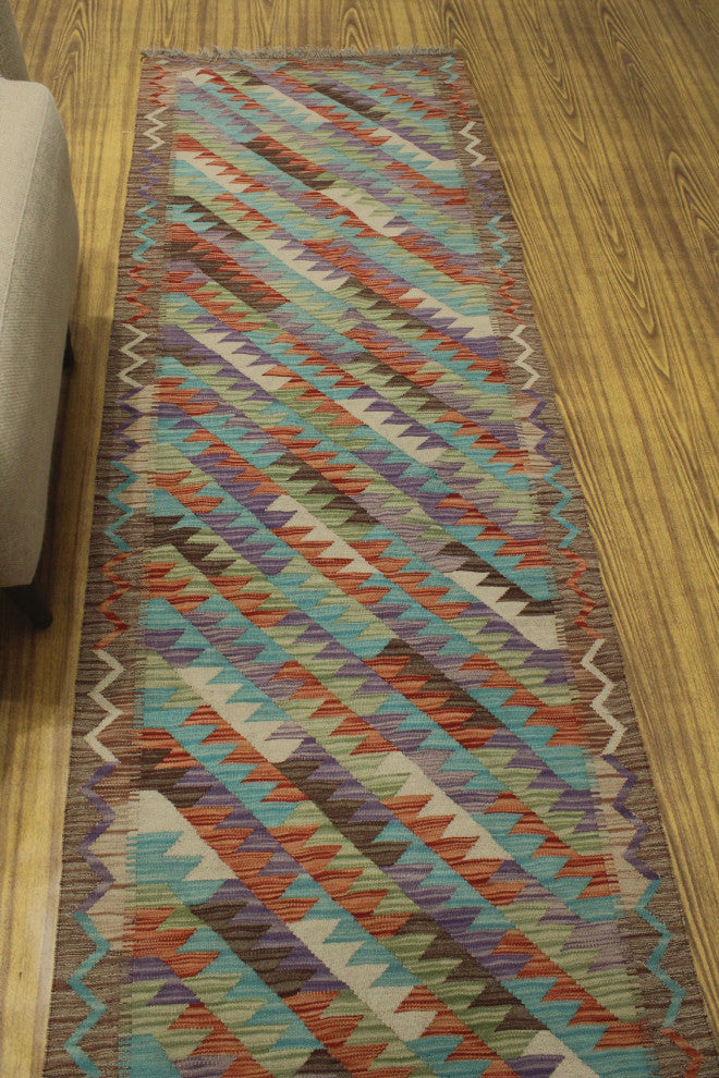 Sangat Kilim derek Brown Runner, 2'8x12'9