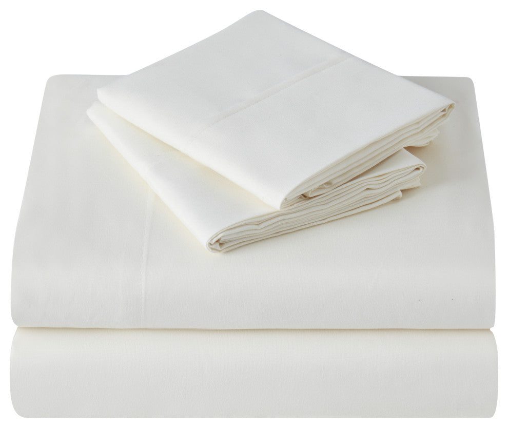 Kathy Ireland 4 Piece Brushed Microfiber Sheet Set, Ivory, King