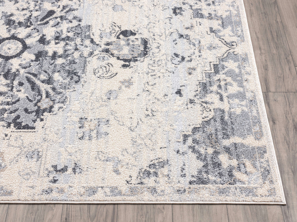 Abani Quartz QRZ190A Grey Vintage Medallion Area rug