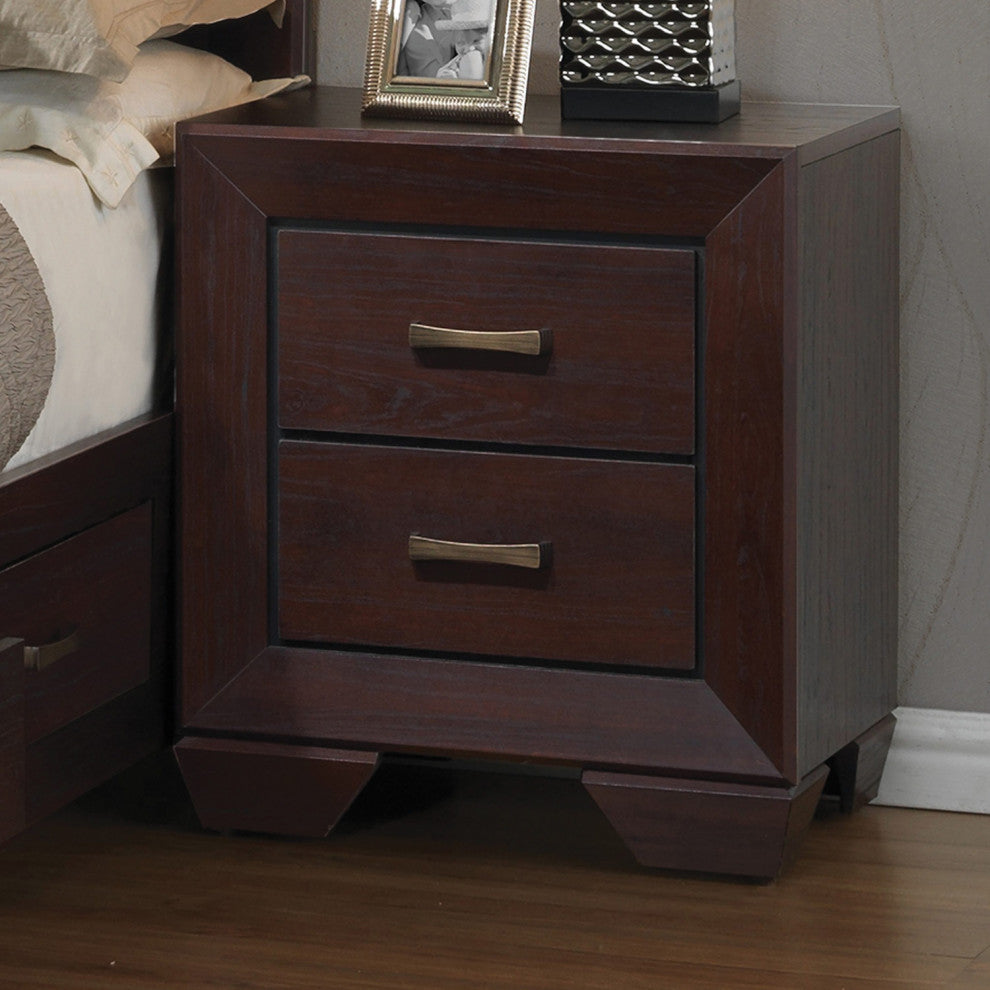 Wood Nightstand with 2 Drawers, Dark Cocoa