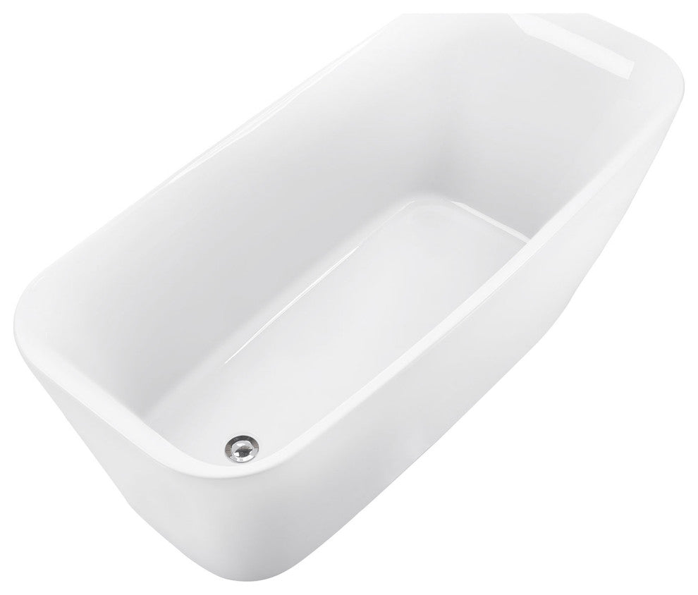 59" Acrylic Single Slipper Flatbottom Non-Whirlpool Bathtub, White