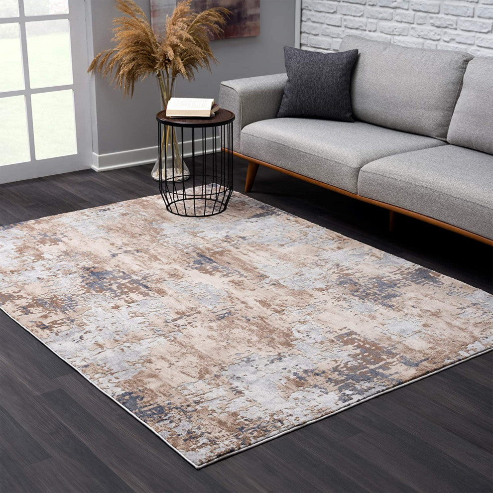 8' X 10' Beige Abstract Dhurrie Area Rug
