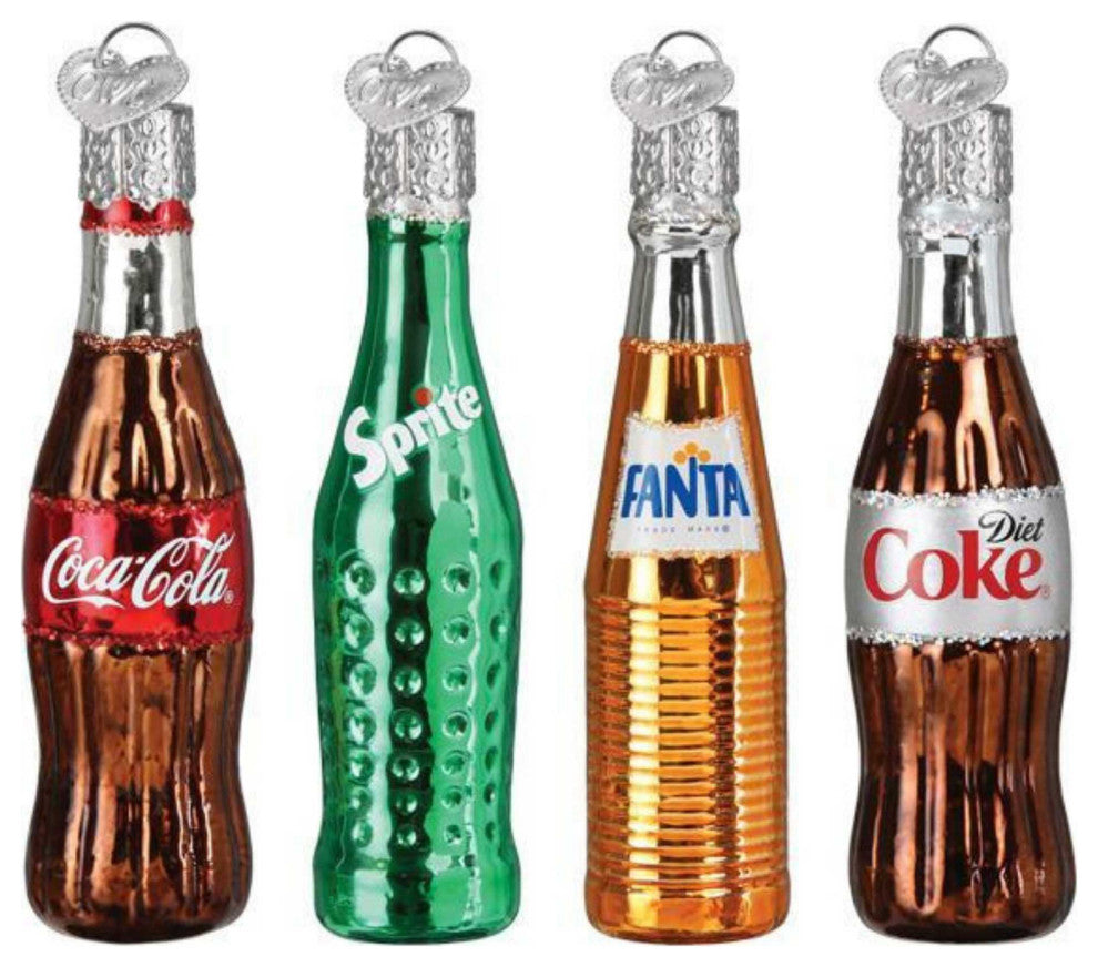 Old World Christmas Coca Cola Mini Beverage Set Glass Sprite Coke Fanta 14030