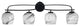 Cavella 4 Light Bath Bar, Matte Black Finish, 6" Onyx Swirl Glass