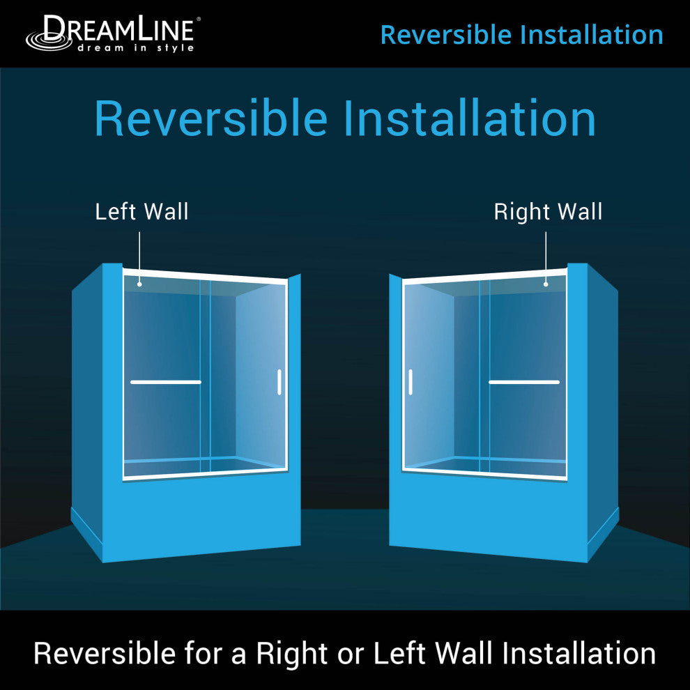 DreamLine Infinity-Z 56"-60" Frameless Sliding Tub Door, Chrome
