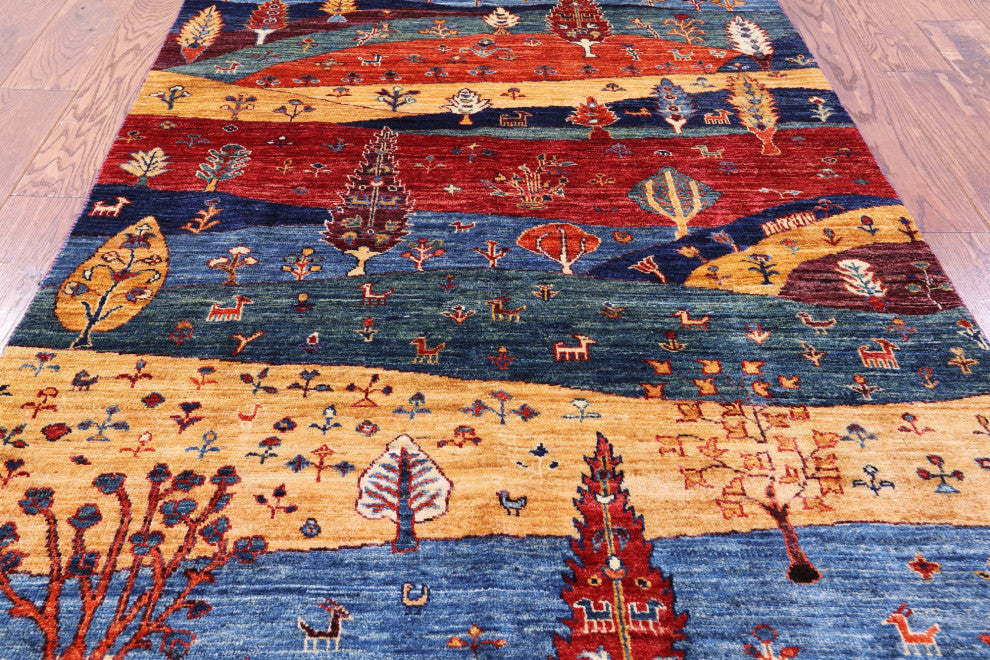 3' 11" X 5' 10" Tribal Persian Gabbeh Hand Knotted Wool Rug Q12136