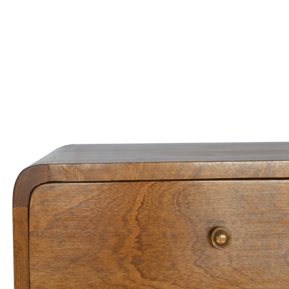 Floating Curved Chestnut Nightstand