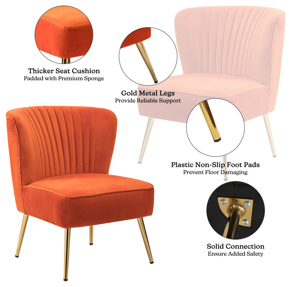 Velvet Accent Dining Chair, Orange