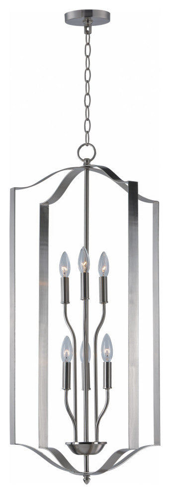 Maxim 10038 Provident 6 Light 18"W Taper Candle Pendant - Satin Nickel