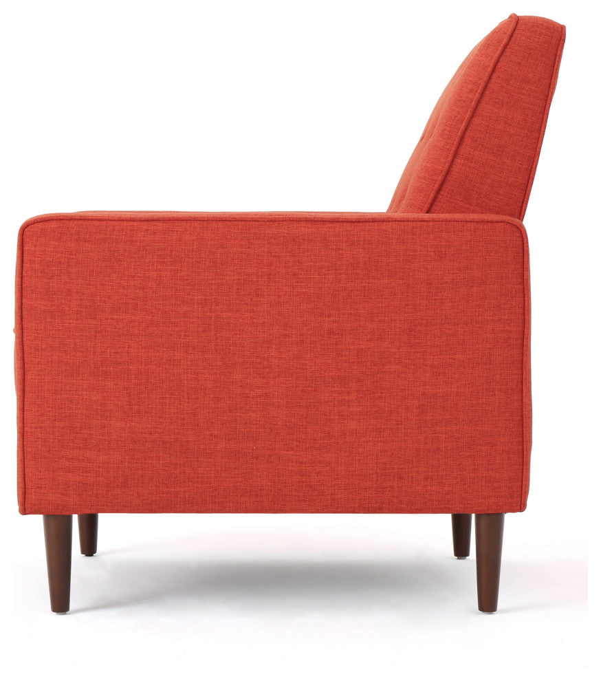 GDF Studio Macedonia Mid-Century Modern Button Tufted Fabric Recliner, Muted Orange Fabric