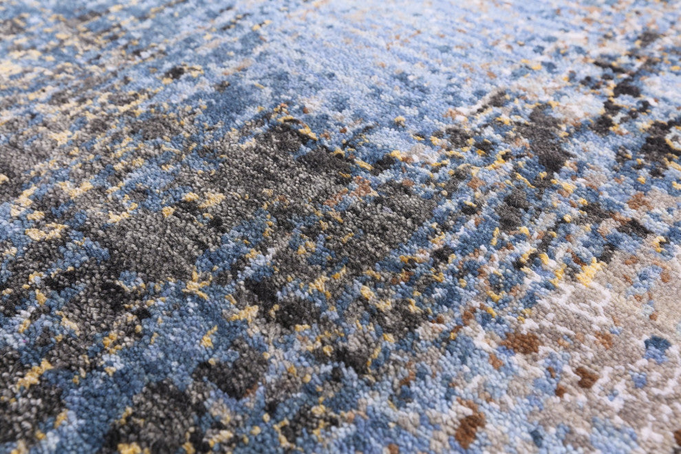 5' 11" X 9' 3" Wool and Silk Hand Knotted Abstract Rug Q8560
