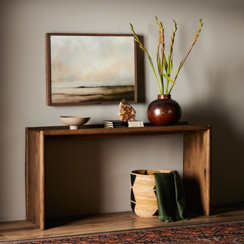 Glenview Console Table Weathered Oak, Weathered Oak Veneer