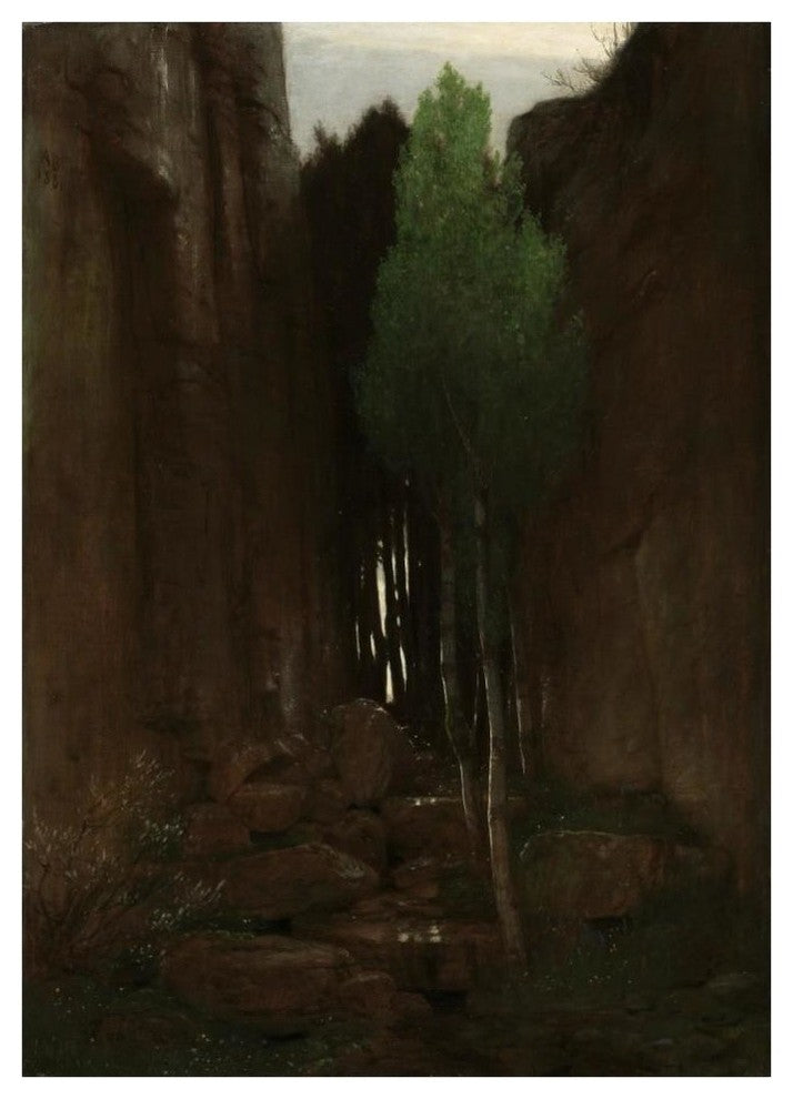 "Quell in einer Felsschlucht (Spring in a Narrow Gorge)" Paper Art, 30"x42"