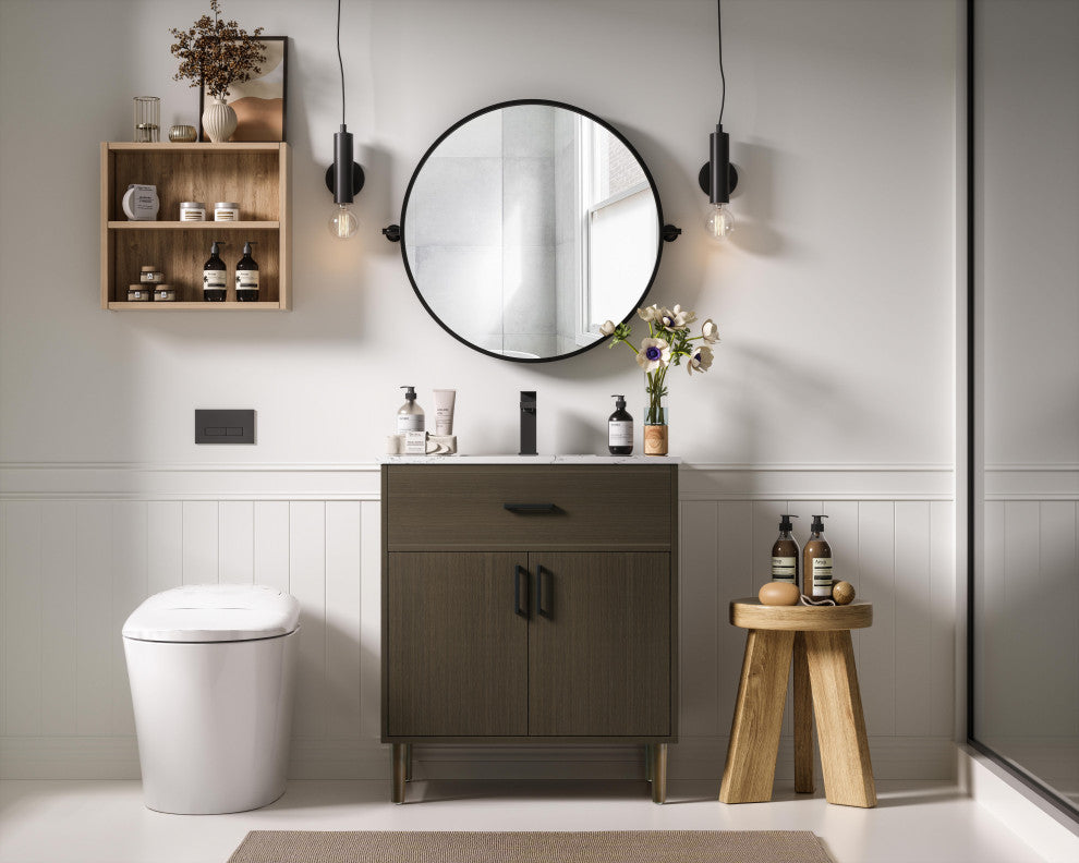 Home Living 30" Single Bathroom Vanity, Mocha Brown