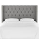 Monarch Twin Diamond Nailbutton Wingback Headboard, Linen Gray