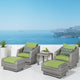 Cannes 5 Piece Sunbrella Outdoor Patio Club Chair and Ottoman Set, Green