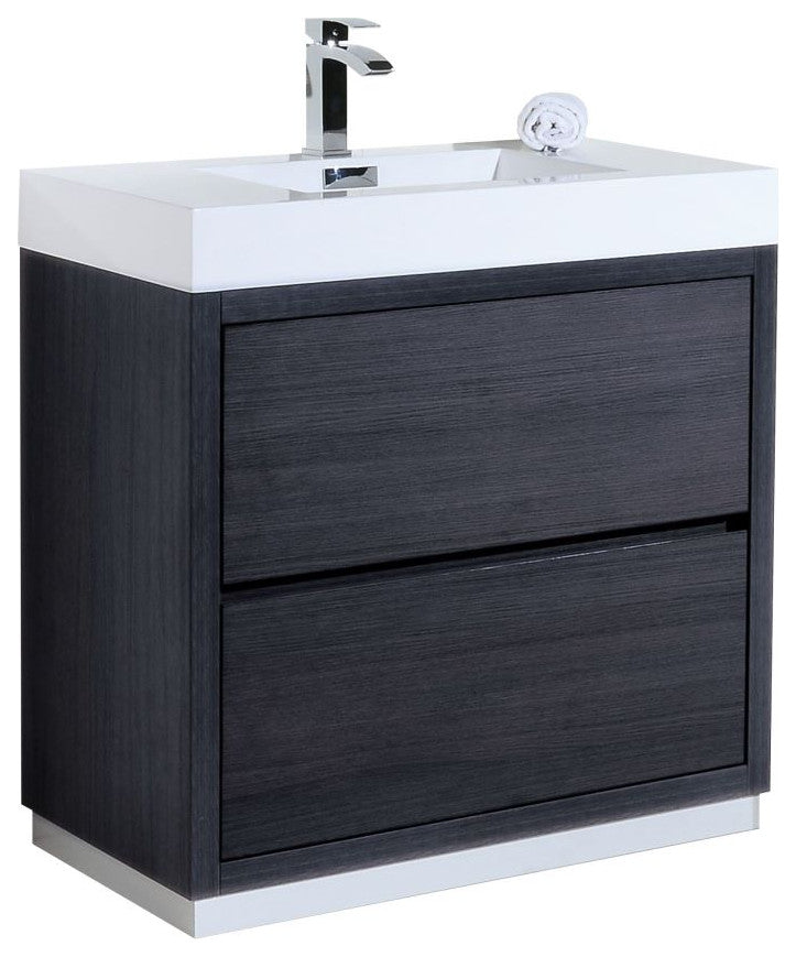 Bliss 36" Free Standing Bathroom Vanity, Gray Oak