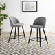 Bar Stool Chair Barstool, Set of 2, Fabric, Metal, Gray, Modern, Bar Pub