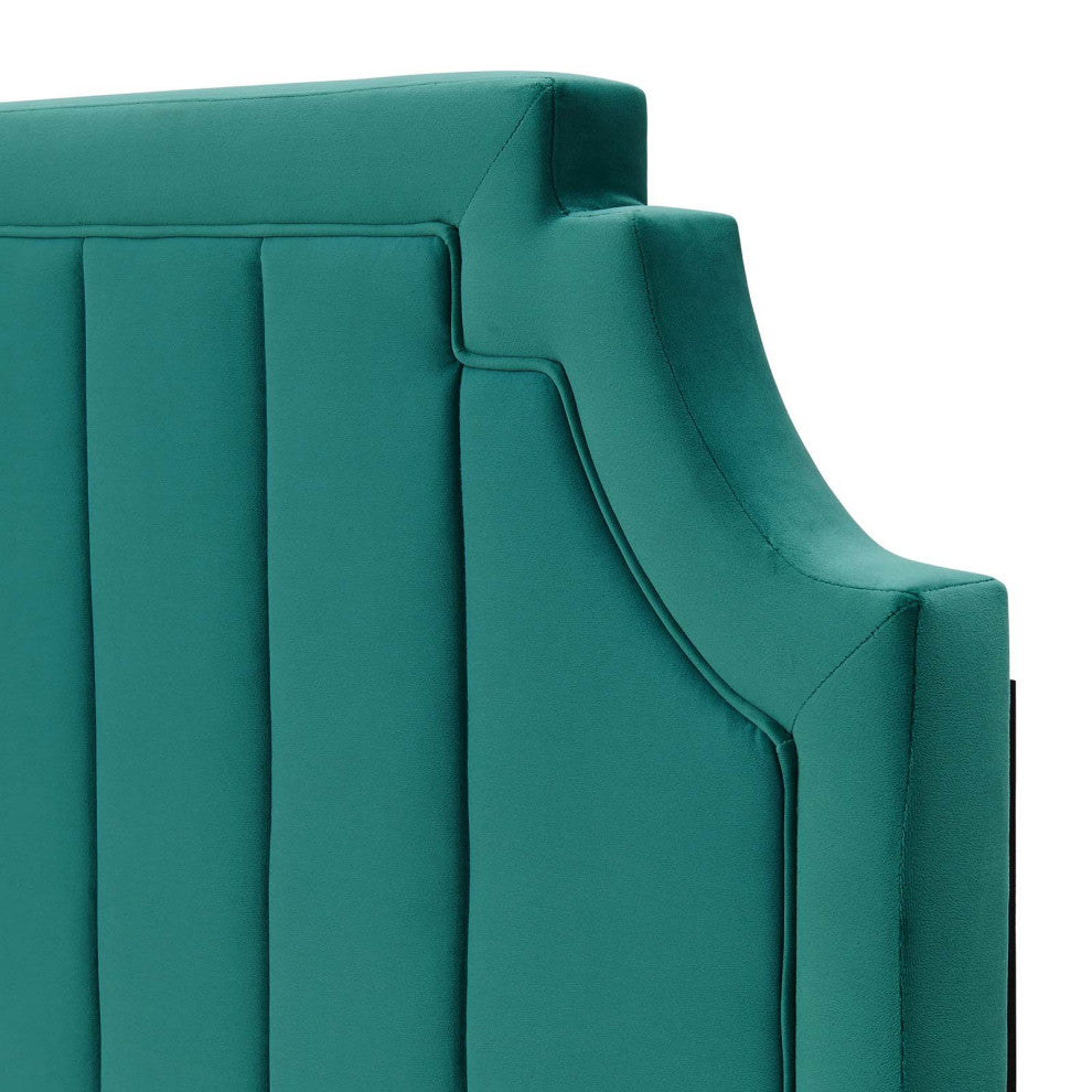 Tufted Headboard, Full Queen Size, Velvet, Teal Blue, Modern Contemporary