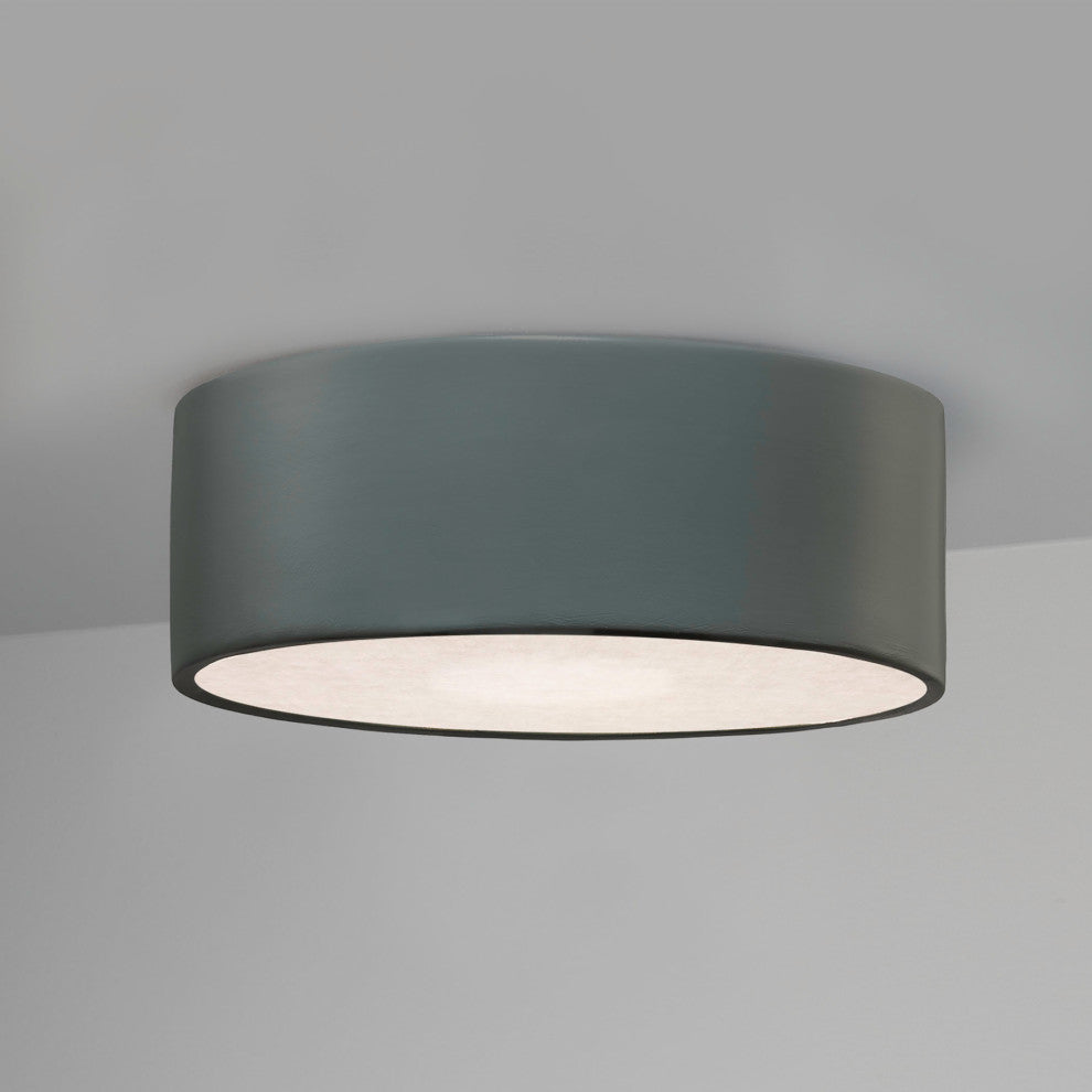Short Round LED Flush, Pewter Green