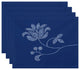 18"x14" Traditional Flower-Single Bloom, Floral Placemat, Navy Blue, Set of 4