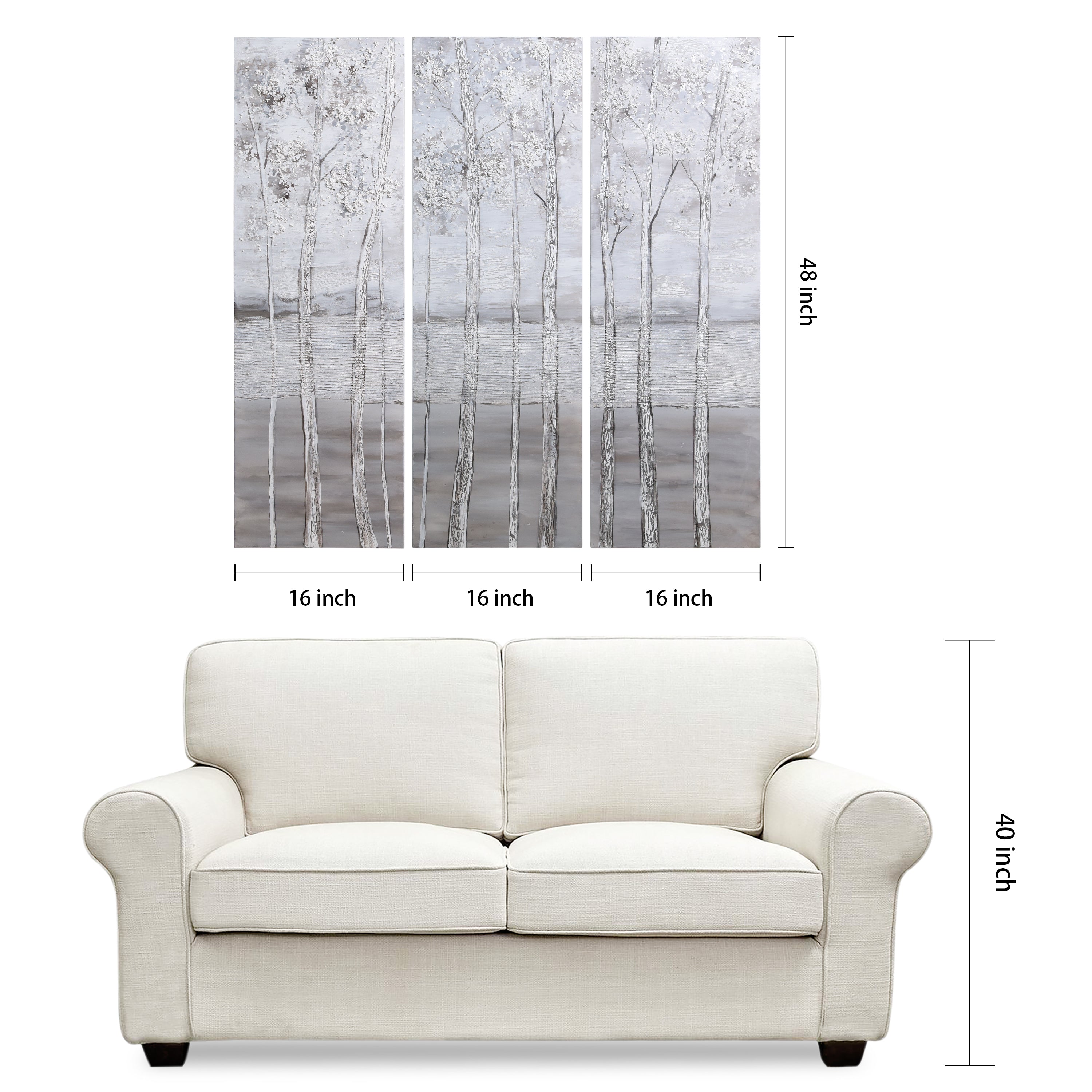 Silver Winter Textured Metallic Hand Painted Wall Art by Martin Edwards
