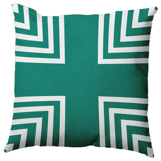 Corner Stripes Polyester Indoor Pillow, Kelly Green, 26"x26"