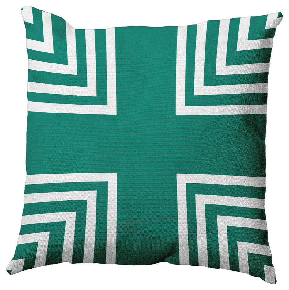 Corner Stripes Polyester Indoor Pillow, Kelly Green, 26"x26"