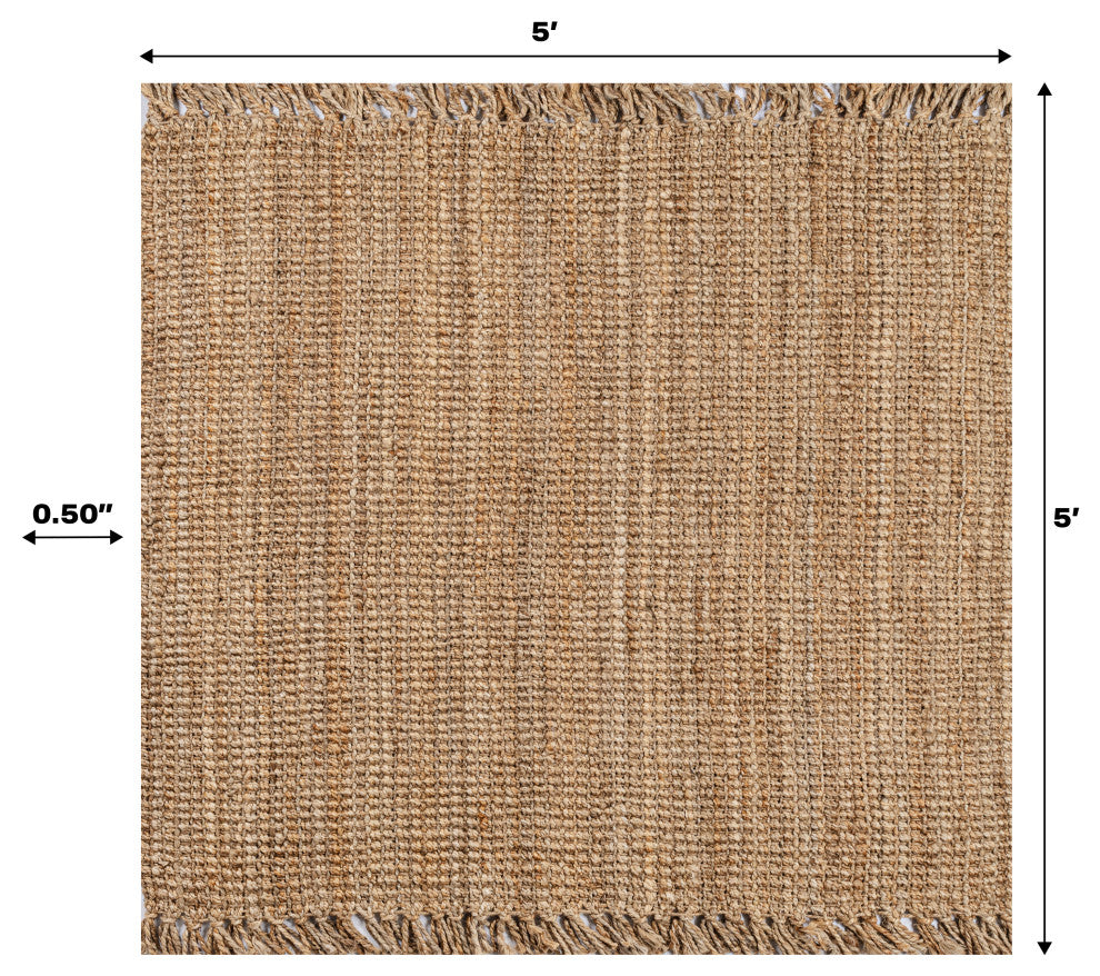 Para Hand Woven Area Rug, Natural, 7' Square