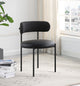 Beacon Dining Chair, Set of 2, Black, Vegan Leather and Boucle Fabric, Matte Black Finish