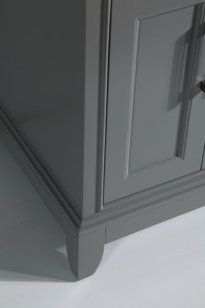 Bathroom Vanity Set With Engineered Marble Top, 24", Gray, Standard Mirror