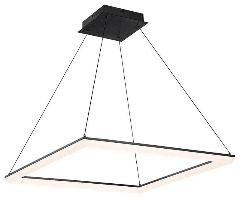 Frame Square 28" LED Pendant 3000K, Brushed Aluminum, Black, 28"