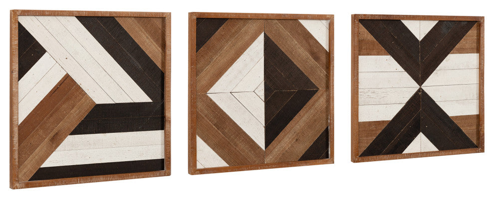 Ballez Wood Plaque Art Set, Multi/Brown 3 Piece