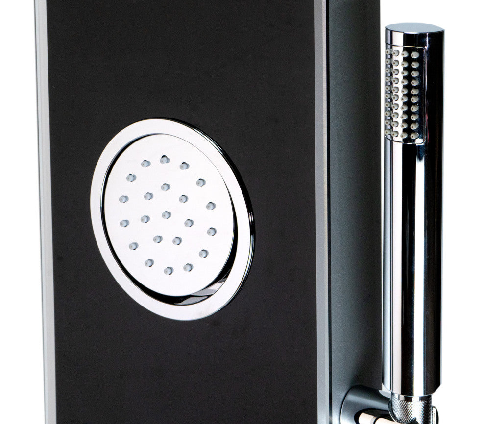 ALFI brand ABSP65B Black Aluminum Shower Panel w/ 2 Body Sprays Rain Shower Hea