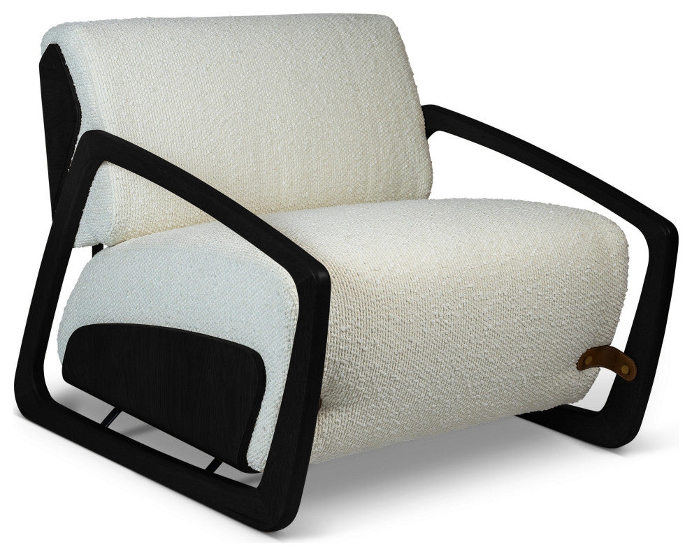 Modern Brazilian, Hector, Accent Chair, Boucle Ivory Upholstery