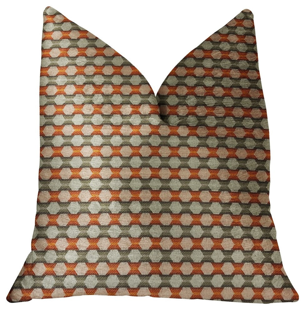 Sunny Cave Orange and Beige Luxury Throw Pillow, 20"x36" King
