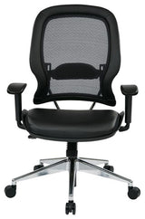 Air Grid Black Back Office Chair with Bonded Leather Seat