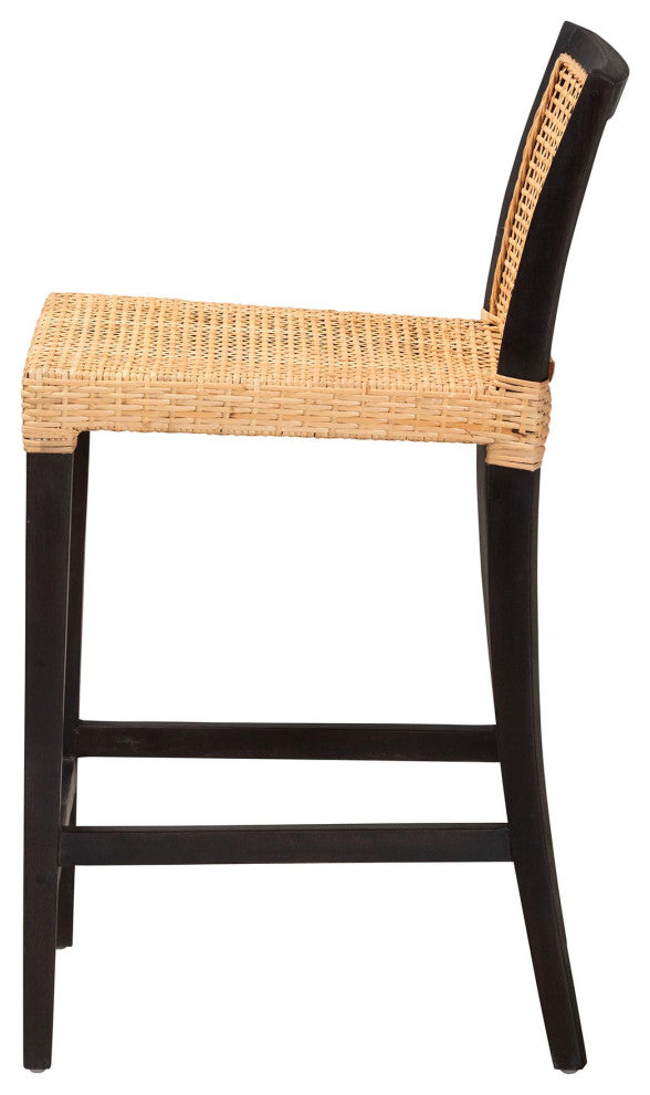 Annie Mahogany & Rattan Counter Stool