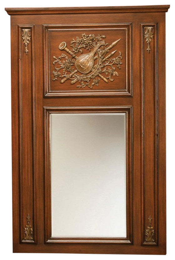Folkston Wooden Trumeau Accent Mirror, Brown