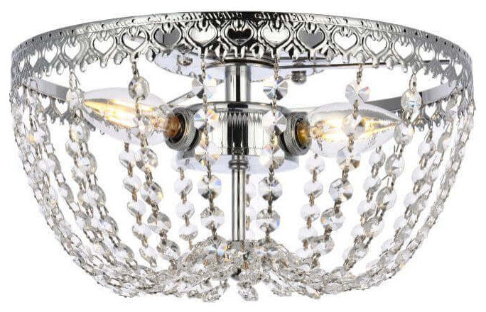 3 Light 12" Chrome Crystal Flush Mount