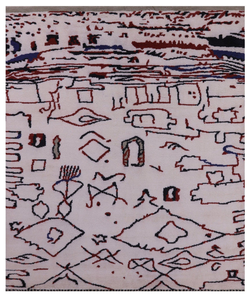 Hand Knotted Moroccan Wool Rug 8' 4" X 9' 11" Q9285