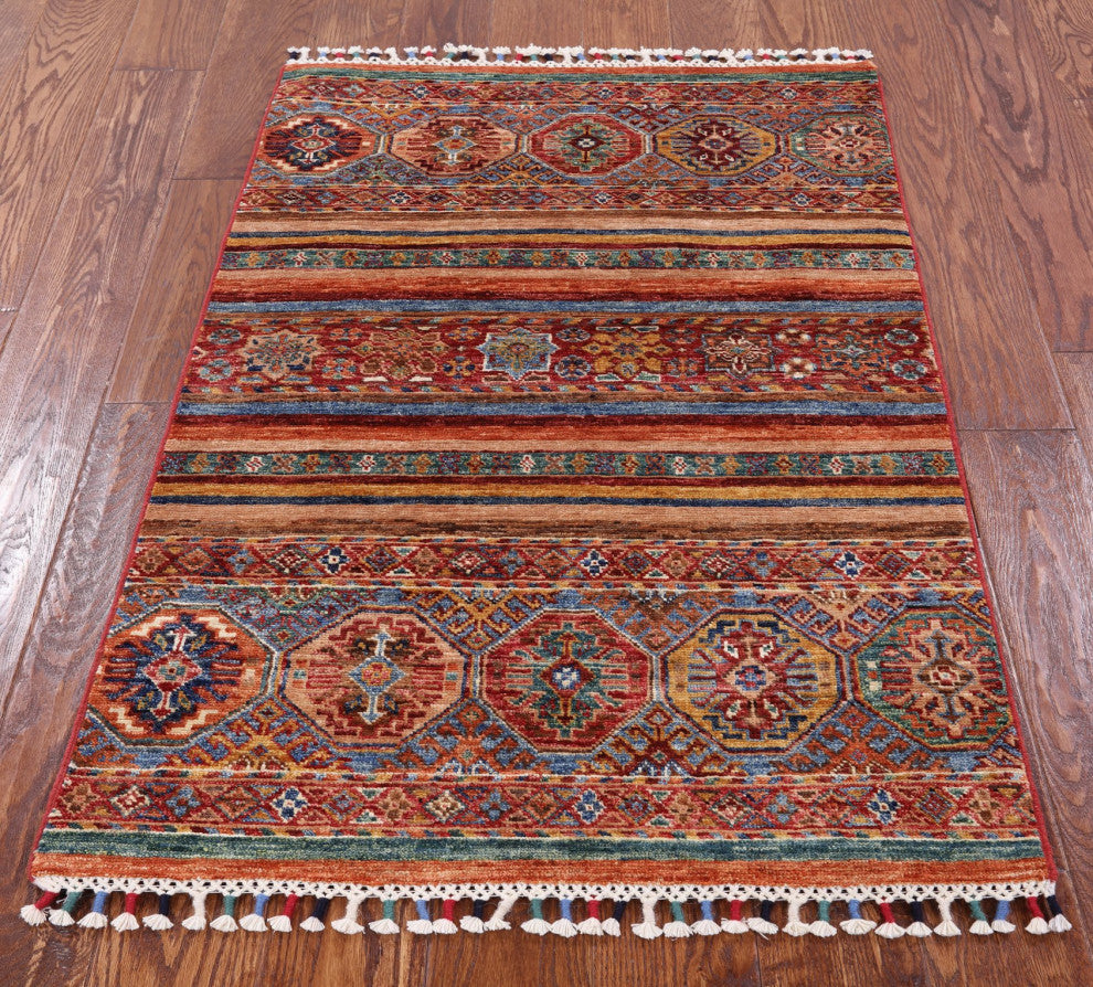 Khorjin Super Kazak Hand Knotted Rug 2' 8" X 3' 11" Q5172