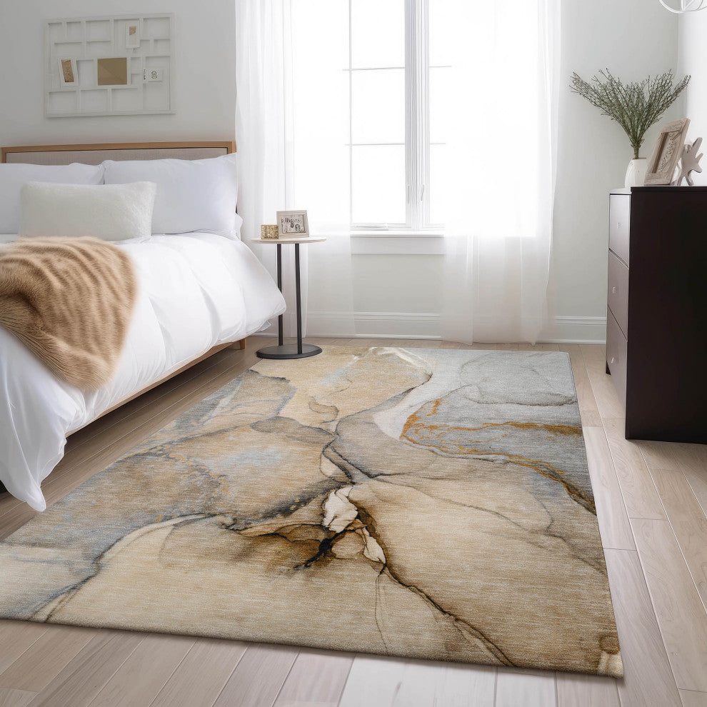 Premium Machine Washable Mayfield AMF506 Beige 9' x 12' Rug