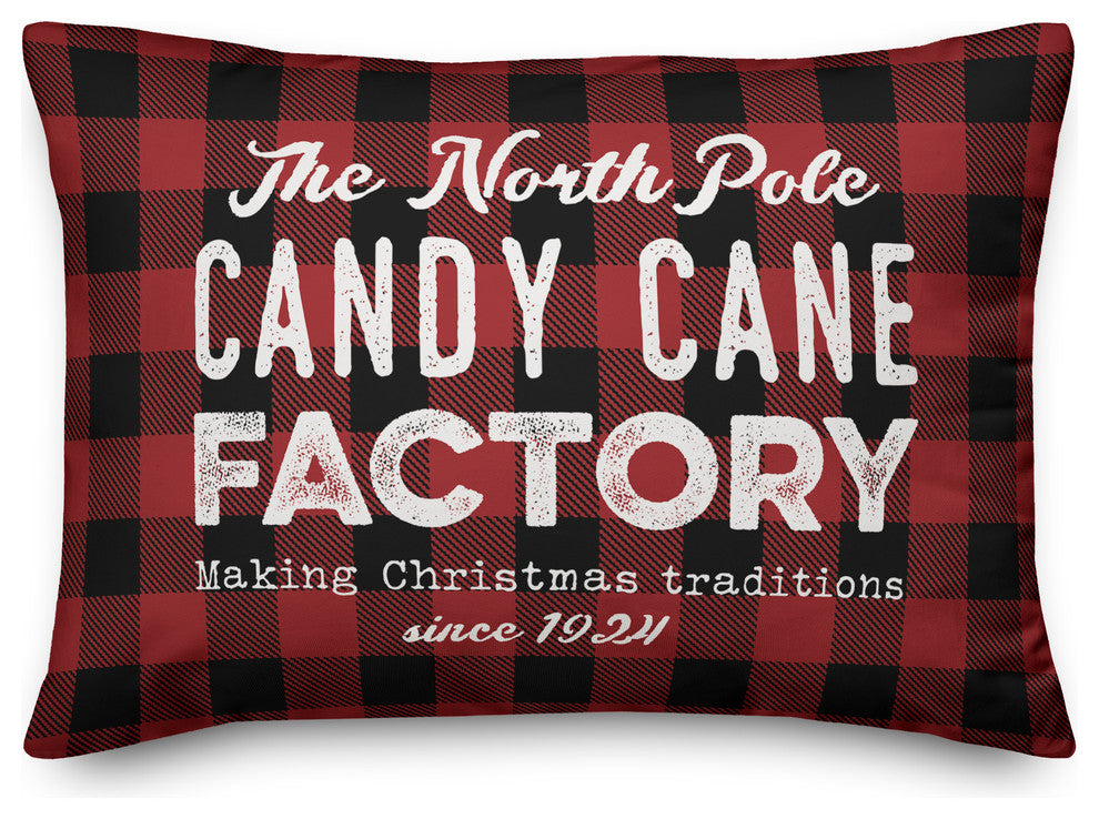 Plaid The North Pole Candy Cane Factory 14"x20" Throw Pillow