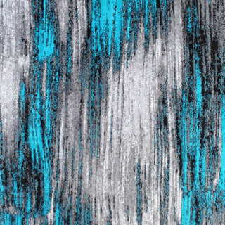 Rylan Collection Abstract Pattern Area Rug-Turquoise - 6' x 9'